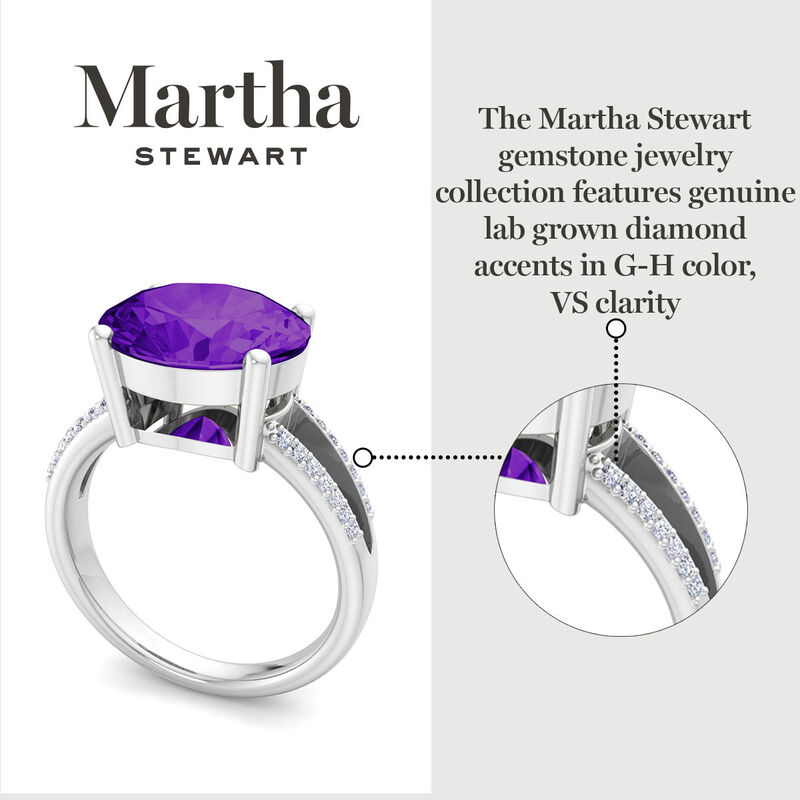 Martha Stewart 4 1/2ctw. Oval Amethyst & Lab Grown Diamond Ring In Sterling Silver image number null